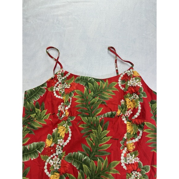 Vintage Hawaii USA Large Tropical Floral Sheath Dress Spaghetti Strap Vacation - Picture 3 of 10